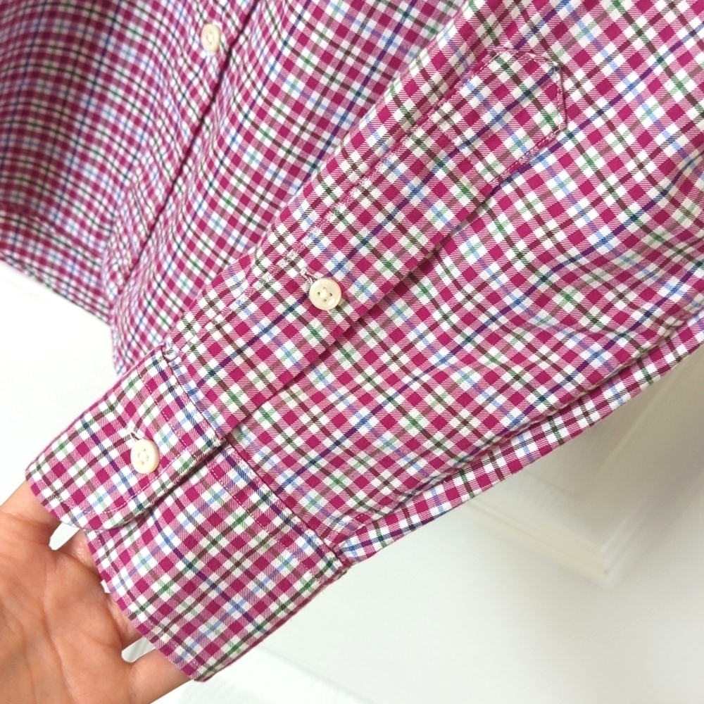 Polo Ralph Lauren Plaid Slim Fit Long Sleeve Button Down Shirt Hot Pink Medium - Picture 9 of 11